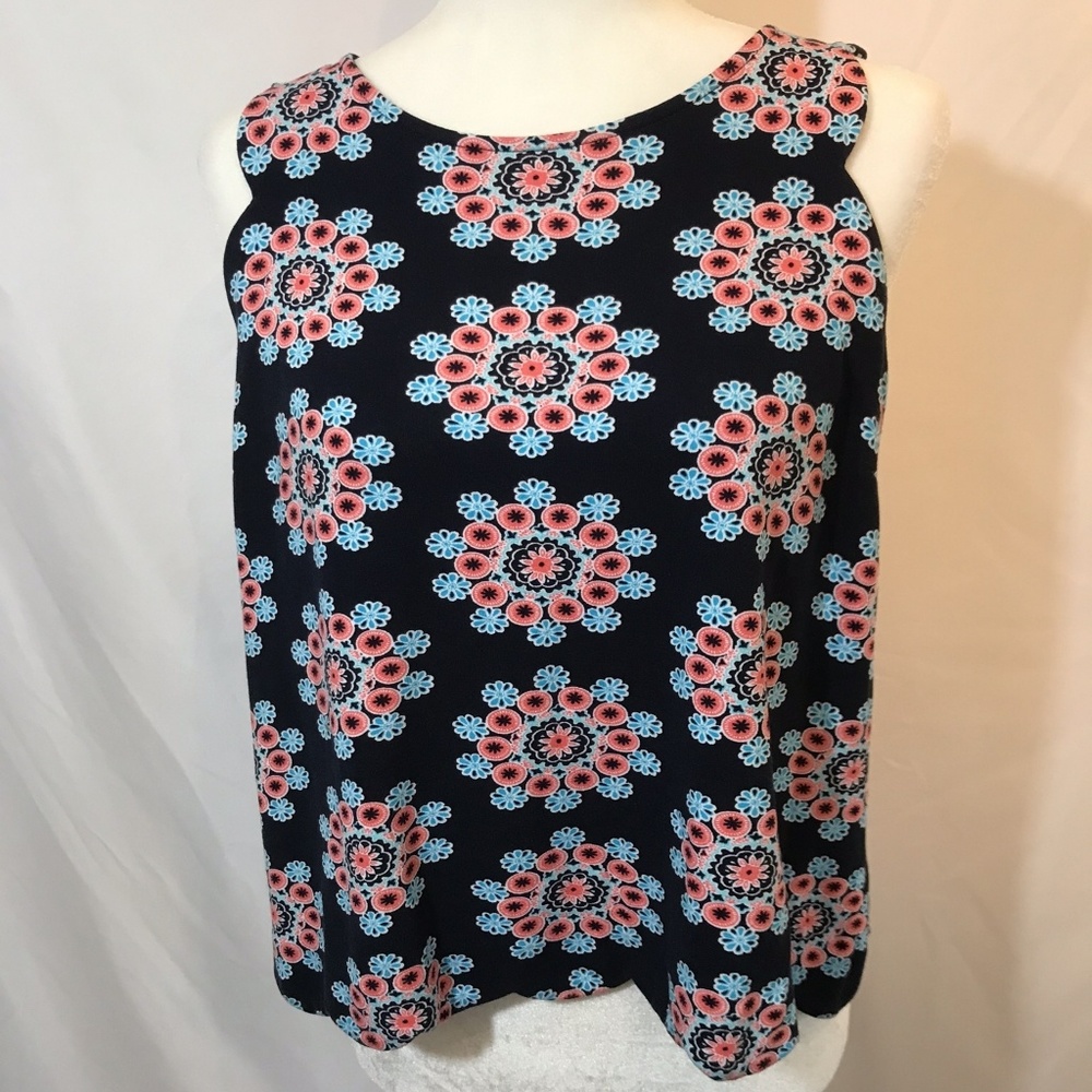 Crown & Ivy Blue Medallion Flower Print Sz XS Top
